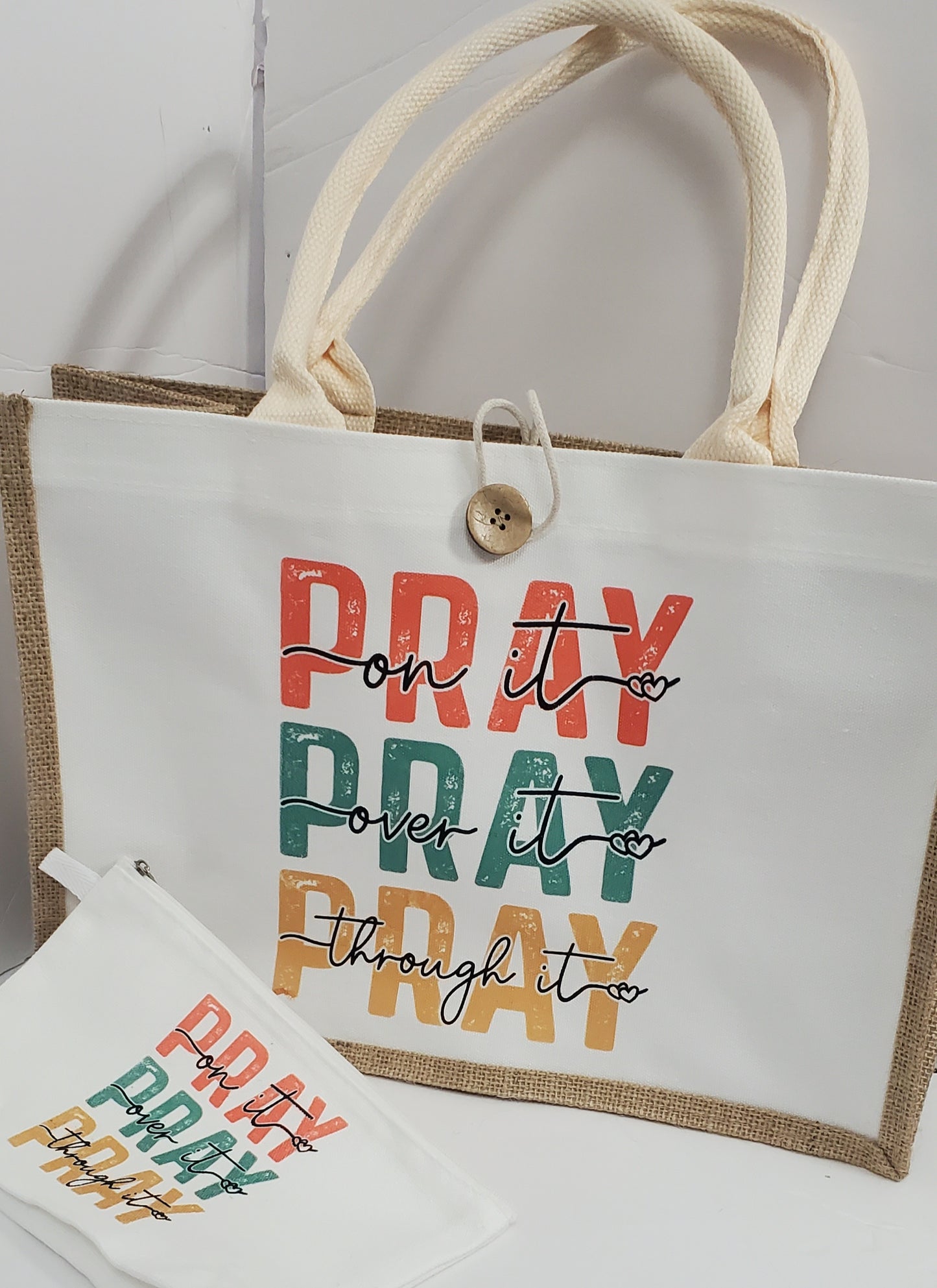 Pray Tote and make up bag set