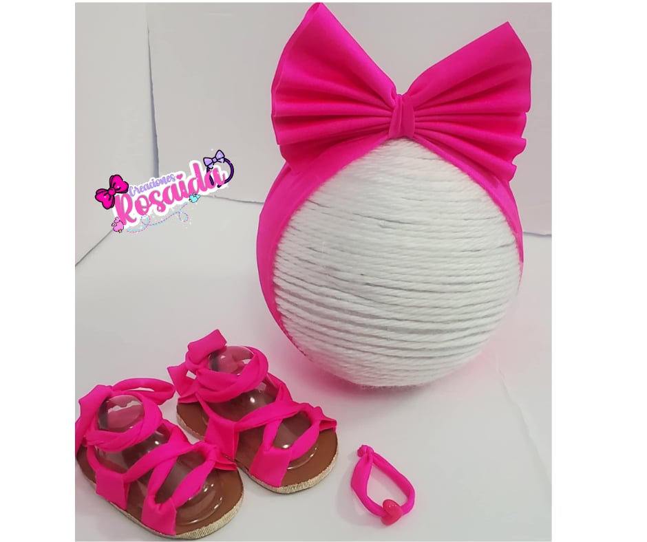 Set de bandita pulsera y sandalias Fushia