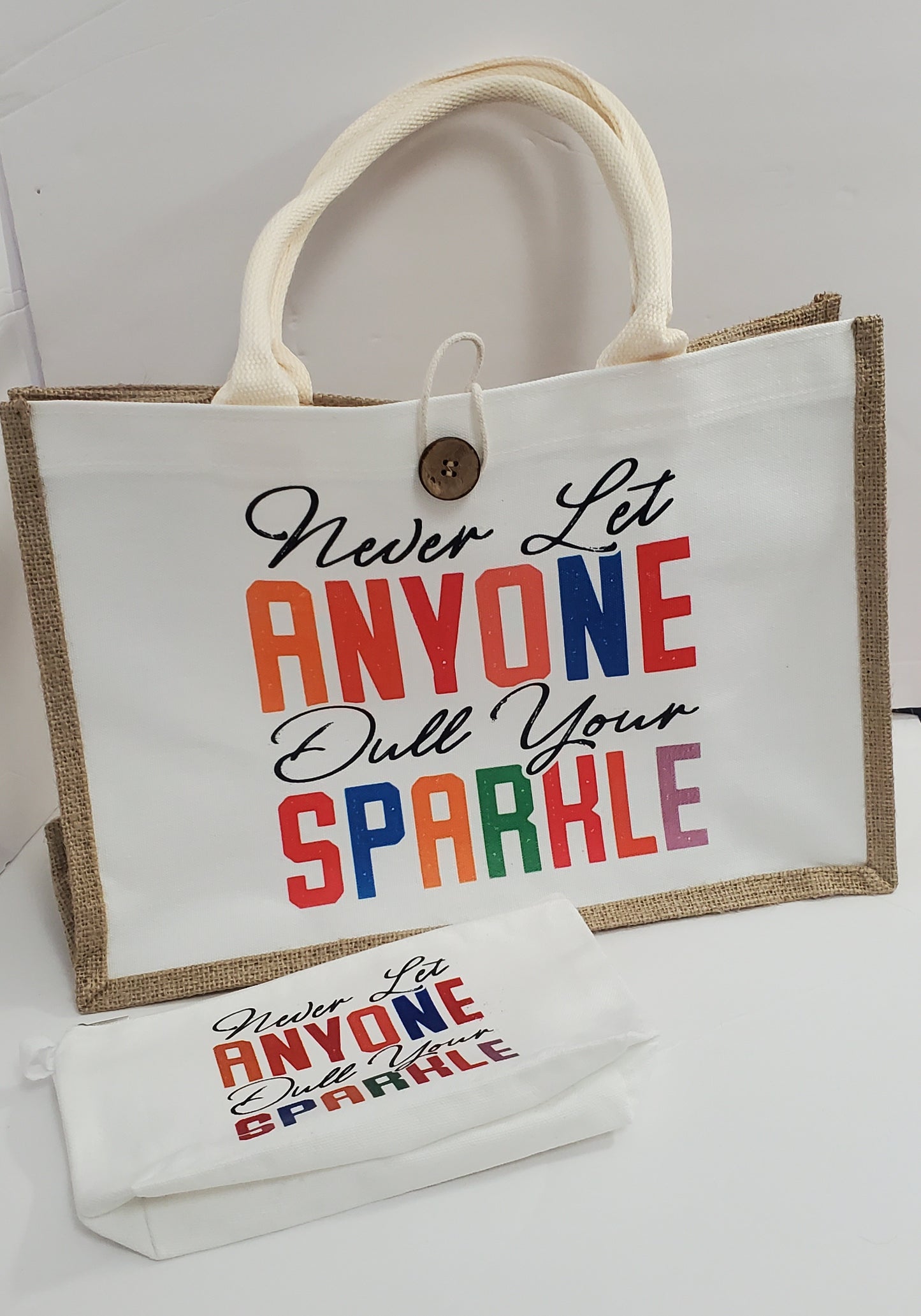 Never let anyone tote and makeup bag set