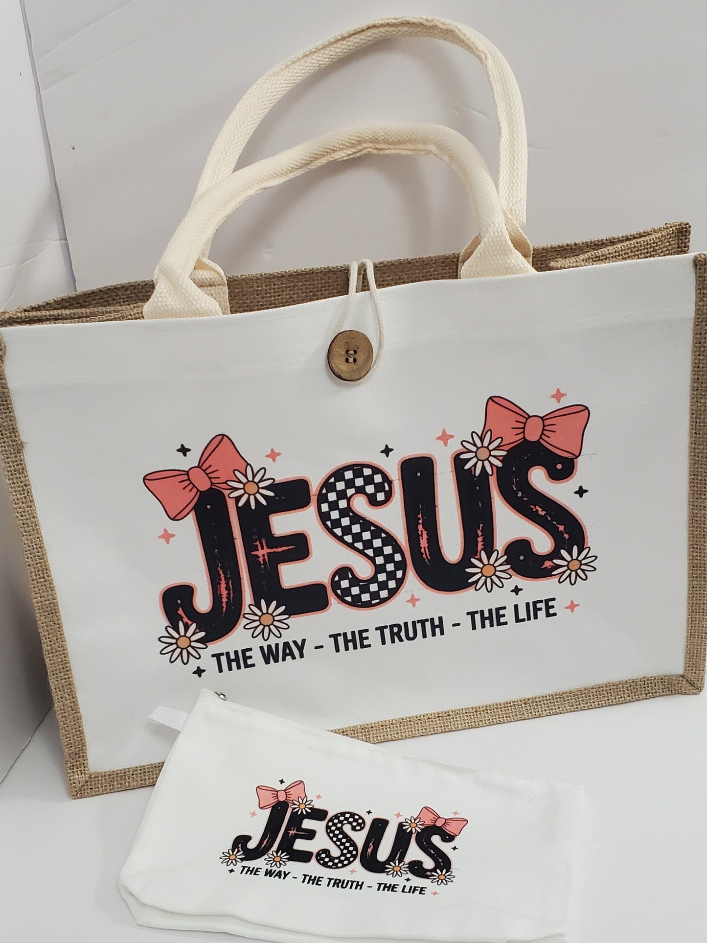 Jesus Tote and makeup bag set