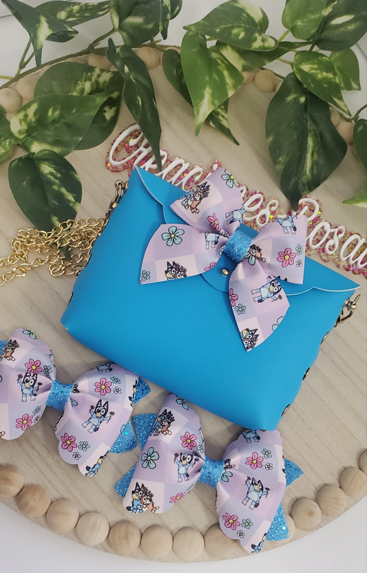 Set cartera y parecitos Azul