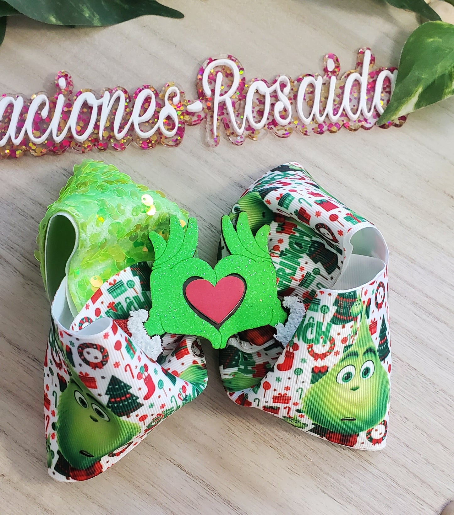 Manitos verde con lentejuela