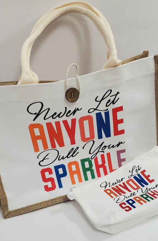 Never let anyone tote and makeup bag set