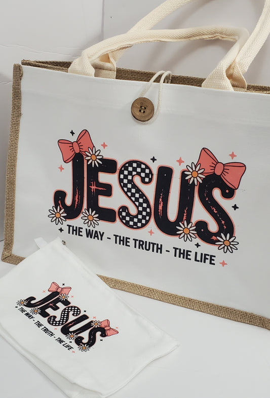 Jesus Tote and makeup bag set