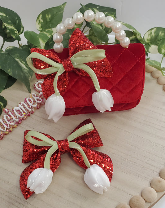 Set cartera y moño tulipanes